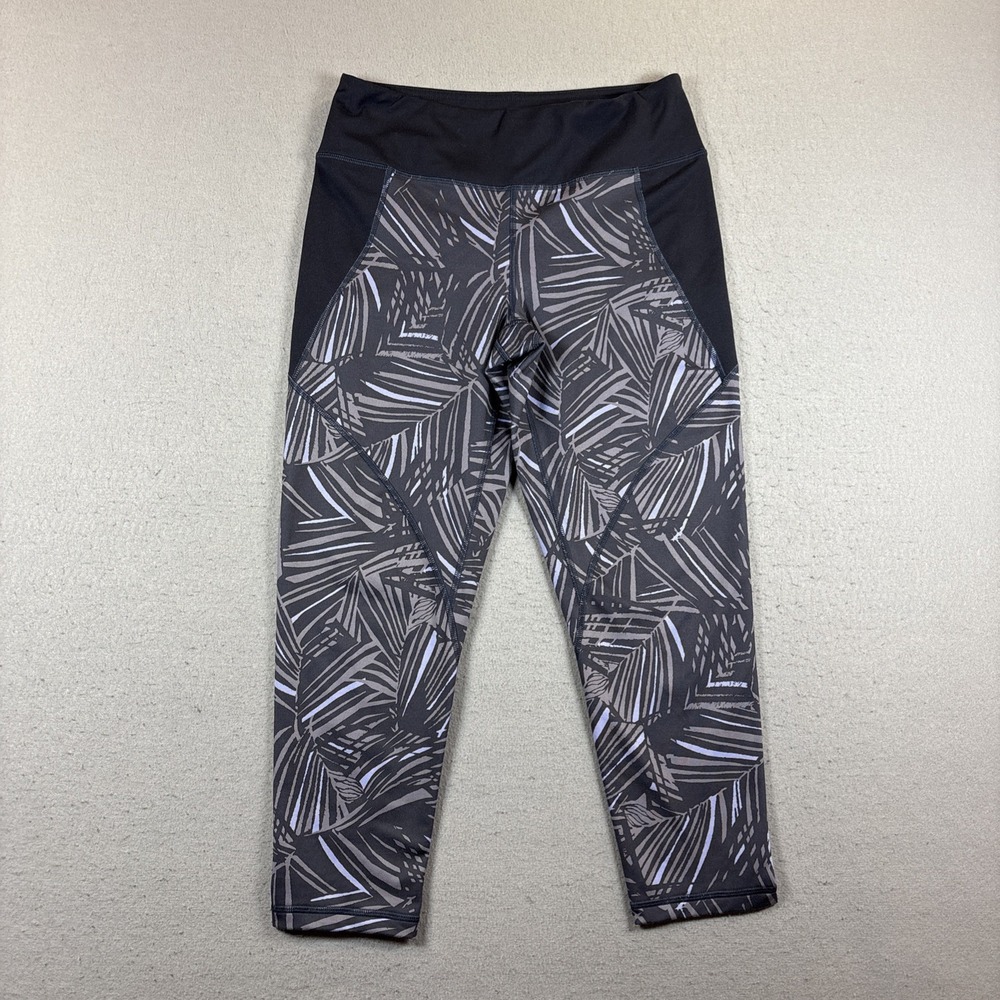 Patagonia Worn Wear Crop Legging Purple‎ Gray Tropical Leaves Yoga Capris Size M